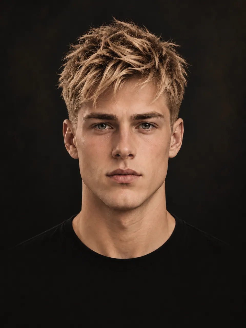 Man med kort, texturerat hår med matt finish