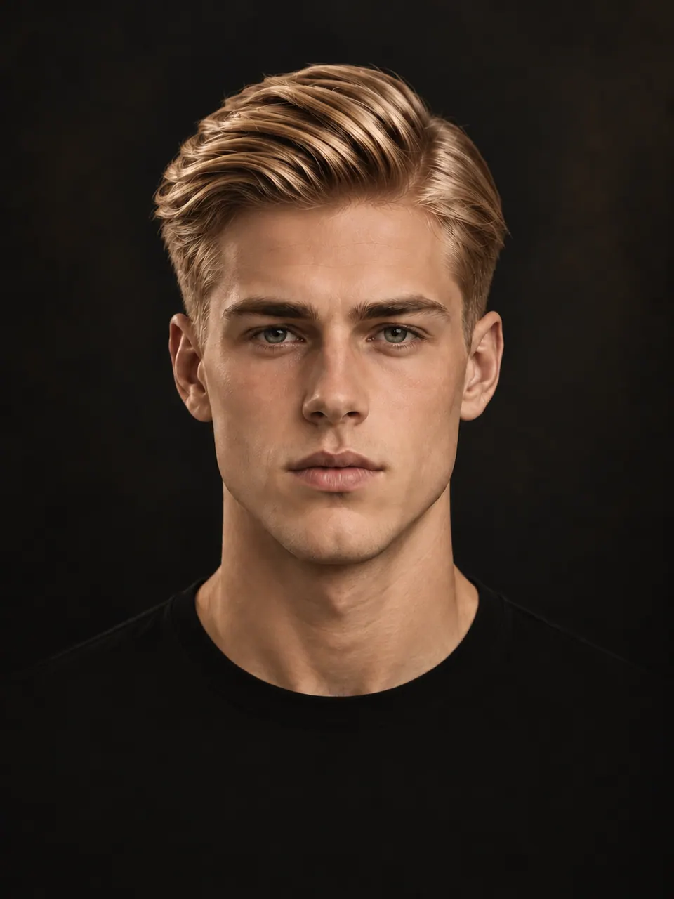 Man med blankt, bakåtkammat hår med tydlig våg